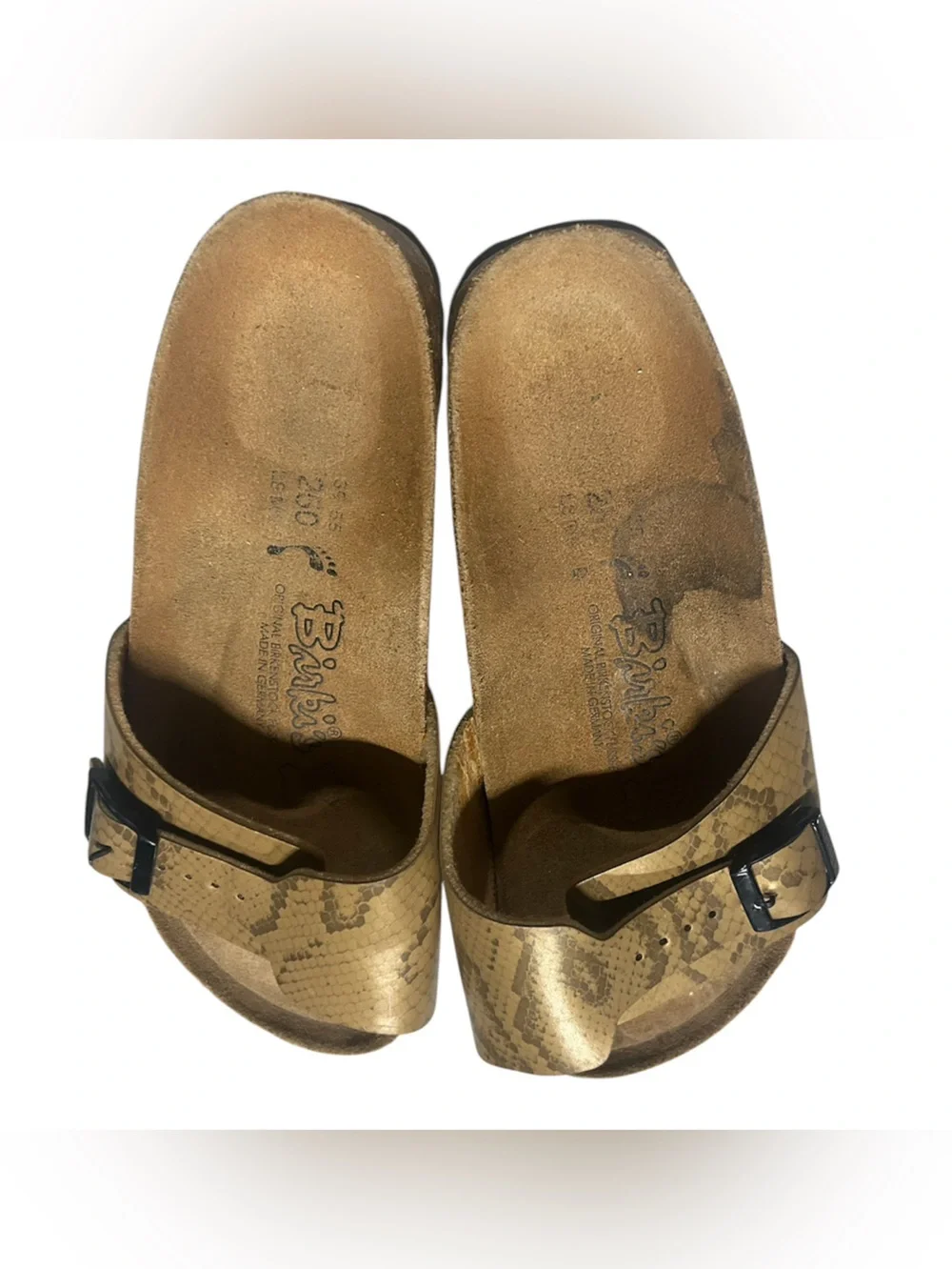 Birkenstock One-Strap Slide Sandals in Metallic Gold